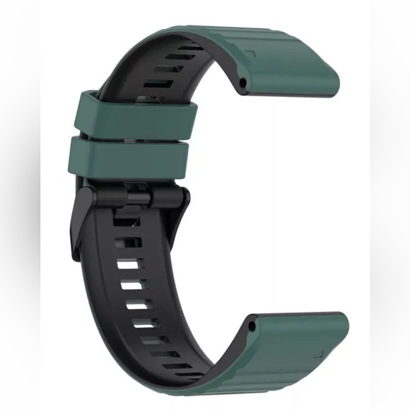Watch Band 25mm Green w Black Rubber Replacement 4 Nixon 51-30 Strap Garmin NEW! - Picture 8 of 12
